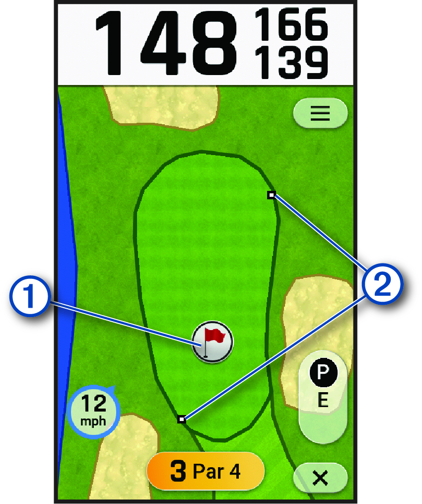 Screenshot of the green view with callout