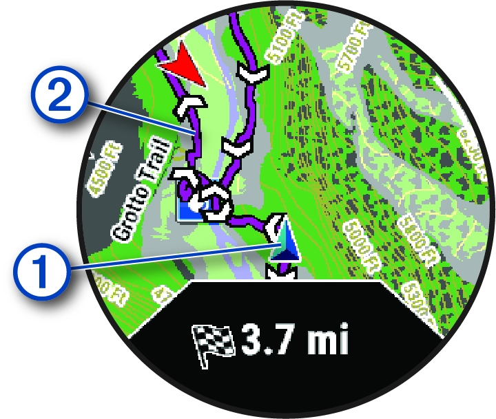 A követendő nyomvonal képernyőképe jelölésekkel