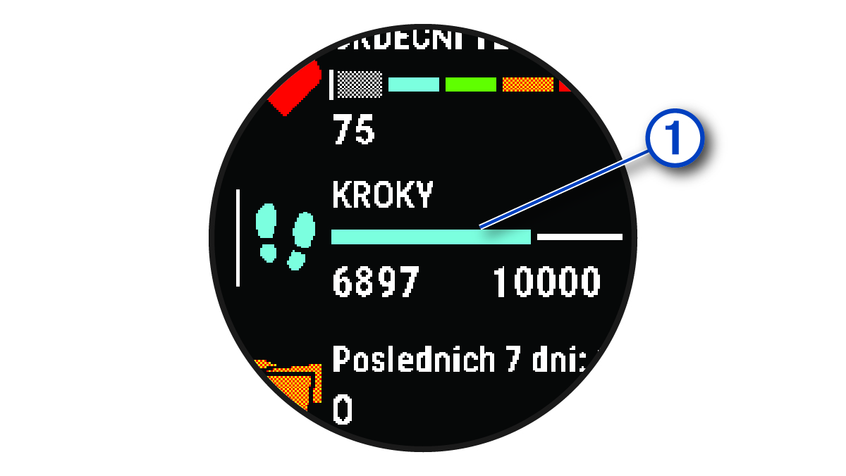 Údaje cíle kroků s popiskem