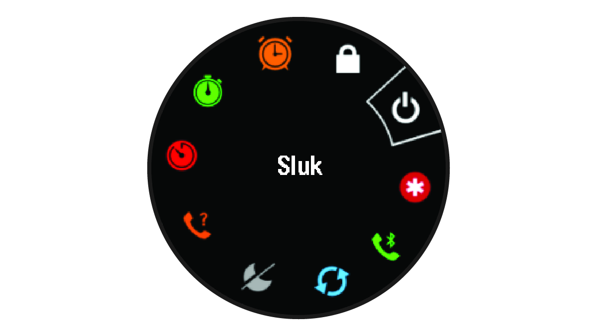 Skærmbillede, der bruges til at få adgang til enhedens funktioner