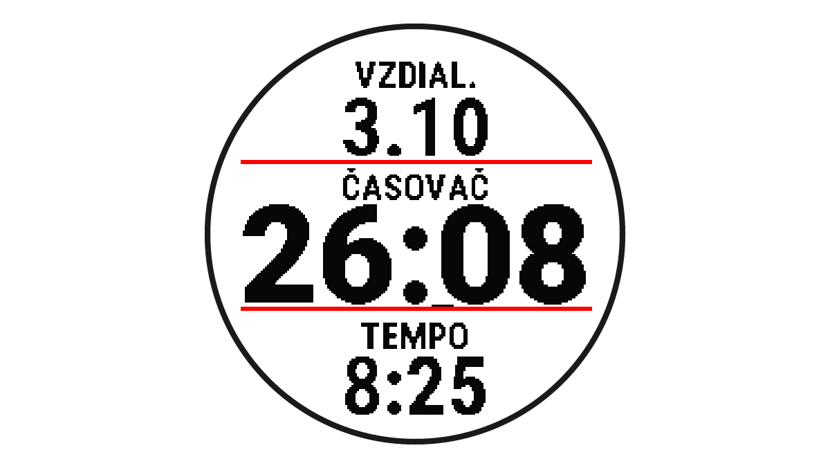 Časovnik dejavnosti s podatki o teku