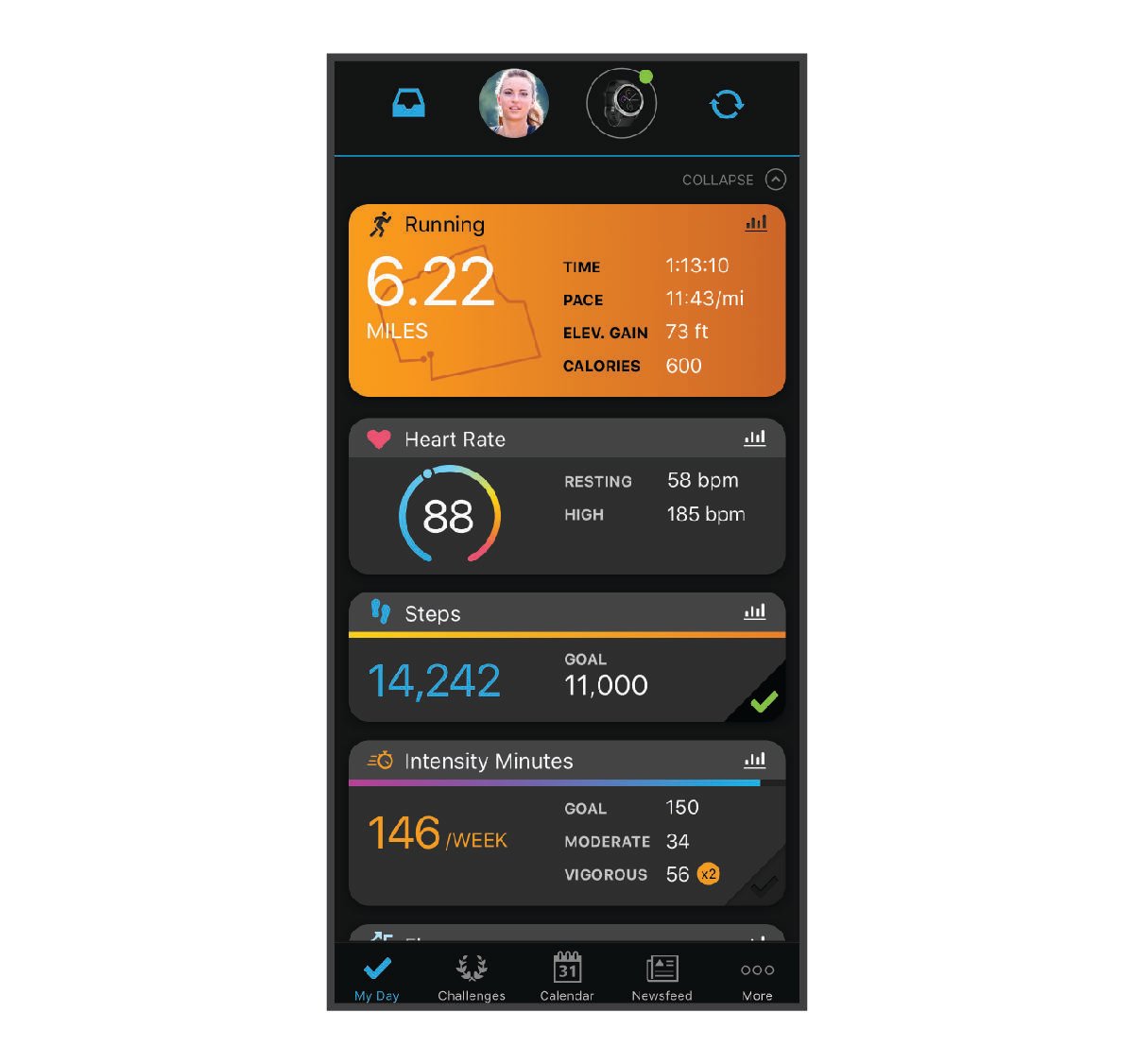 App per dispositivi mobili con dati sulla corsa