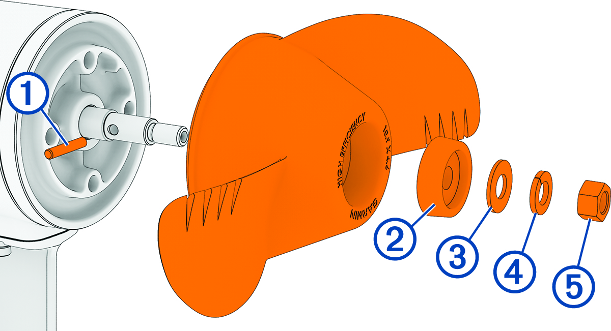 Exploded view of propeller assembly with callouts