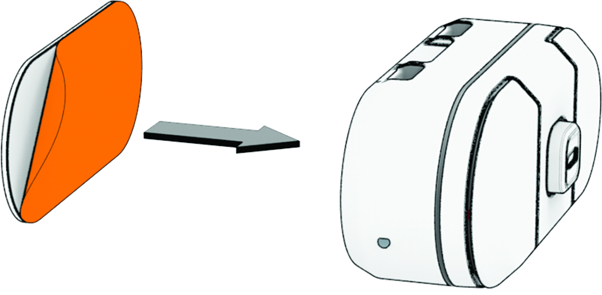 Lepení držáku na zadní stranu indikátoru