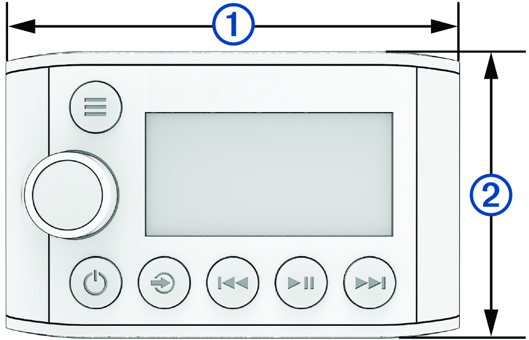 Device front dimensions with callouts