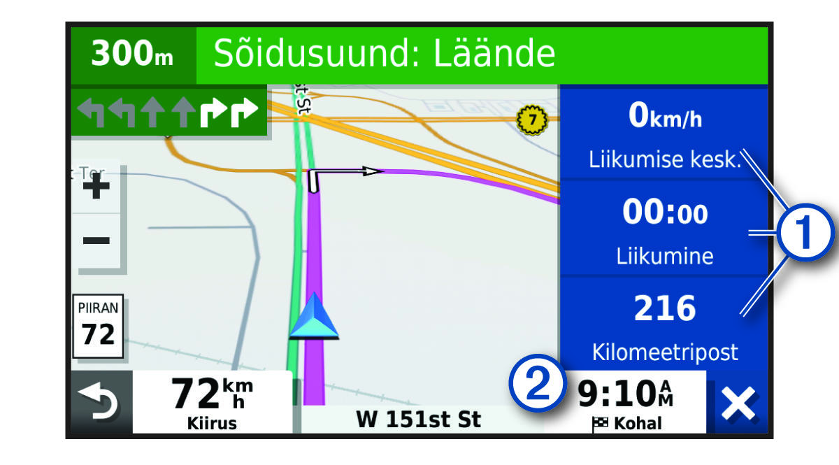 Reisiandmeväljad kaardil koos viiktekstidega
