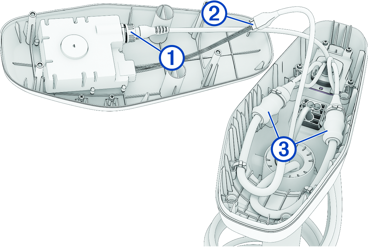 View of the wires inside the shaft cap with callouts