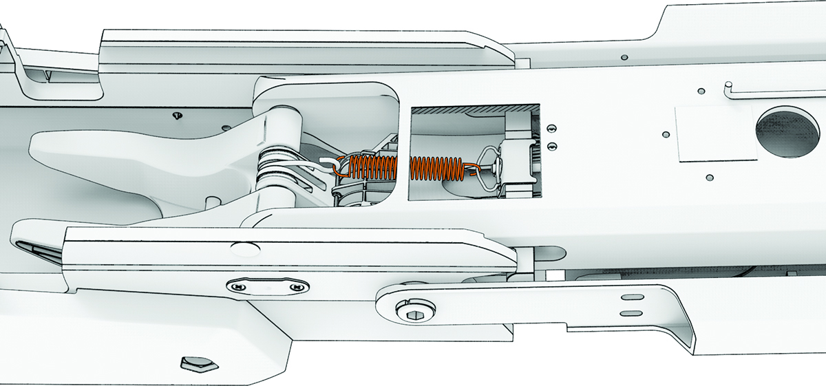 Lower link latch spring with callouts.