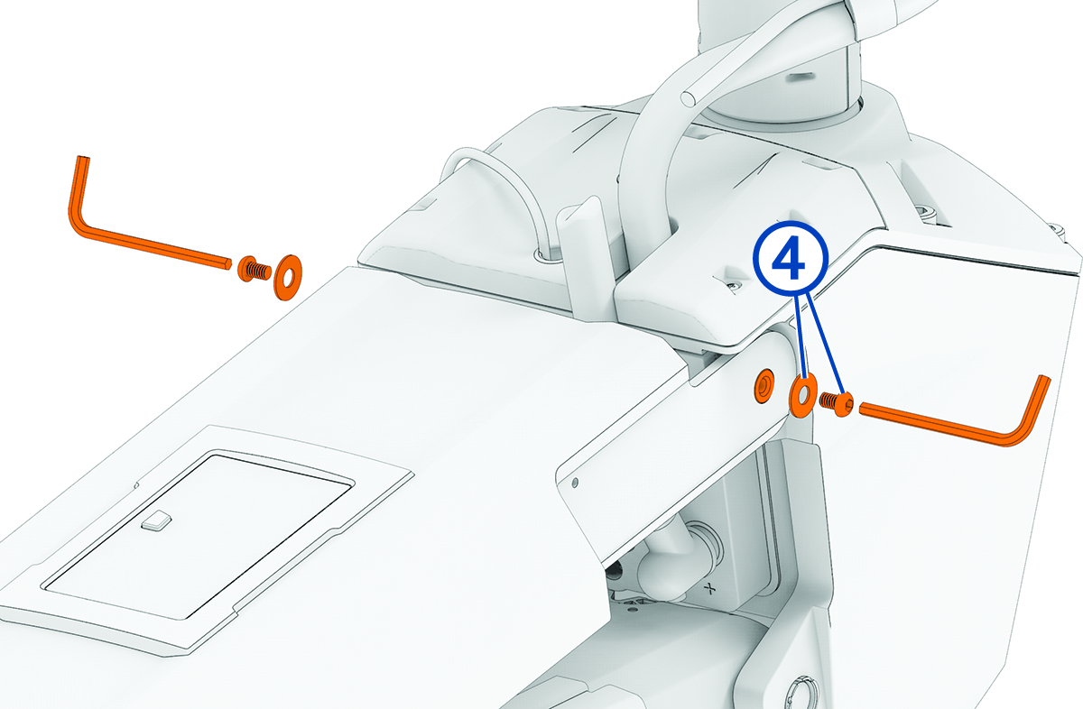 Steering system housing and upper pivot pin screws with callout