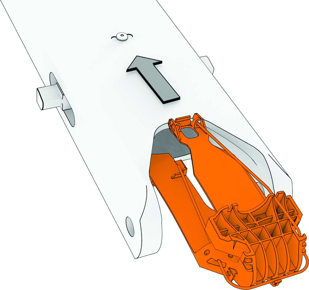 Inserting the lower link release latch with callout