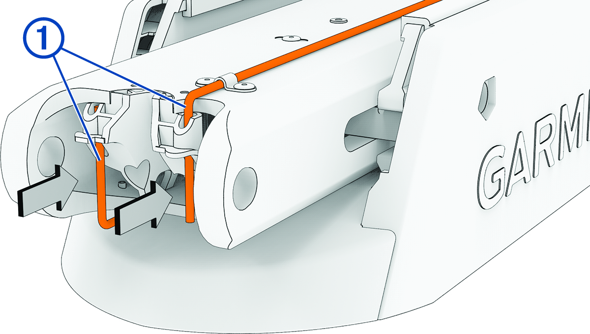 Close-up view of safety rods with callout