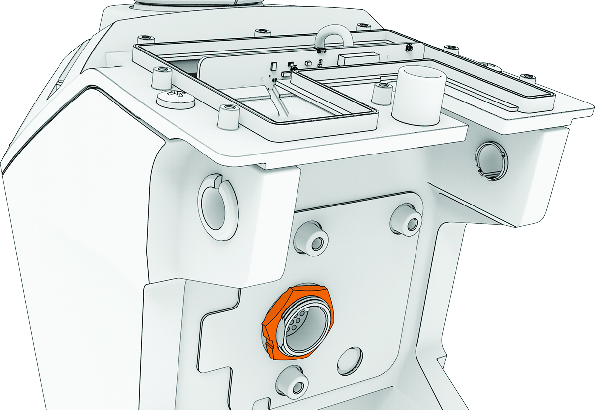 Steering system with nut highlighted.