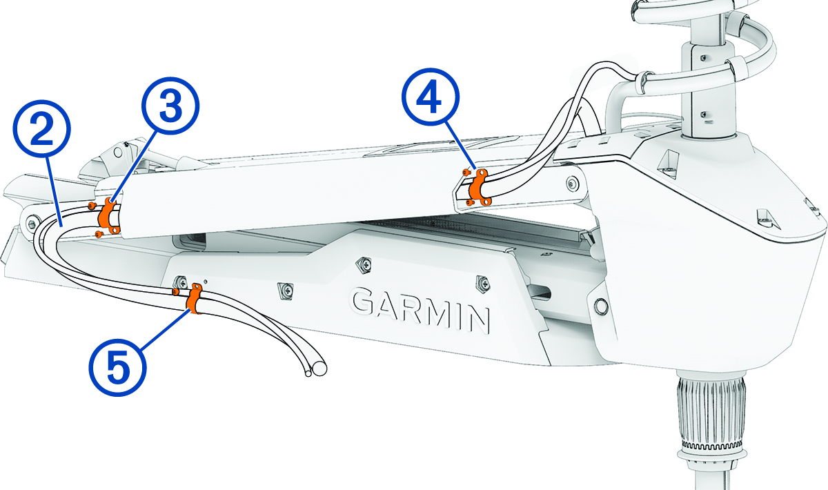 Close-up view of cable bracket with callouts