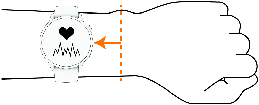 Front view of the watch on a wrist