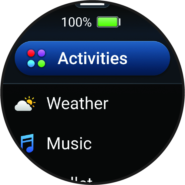 Activities menu data