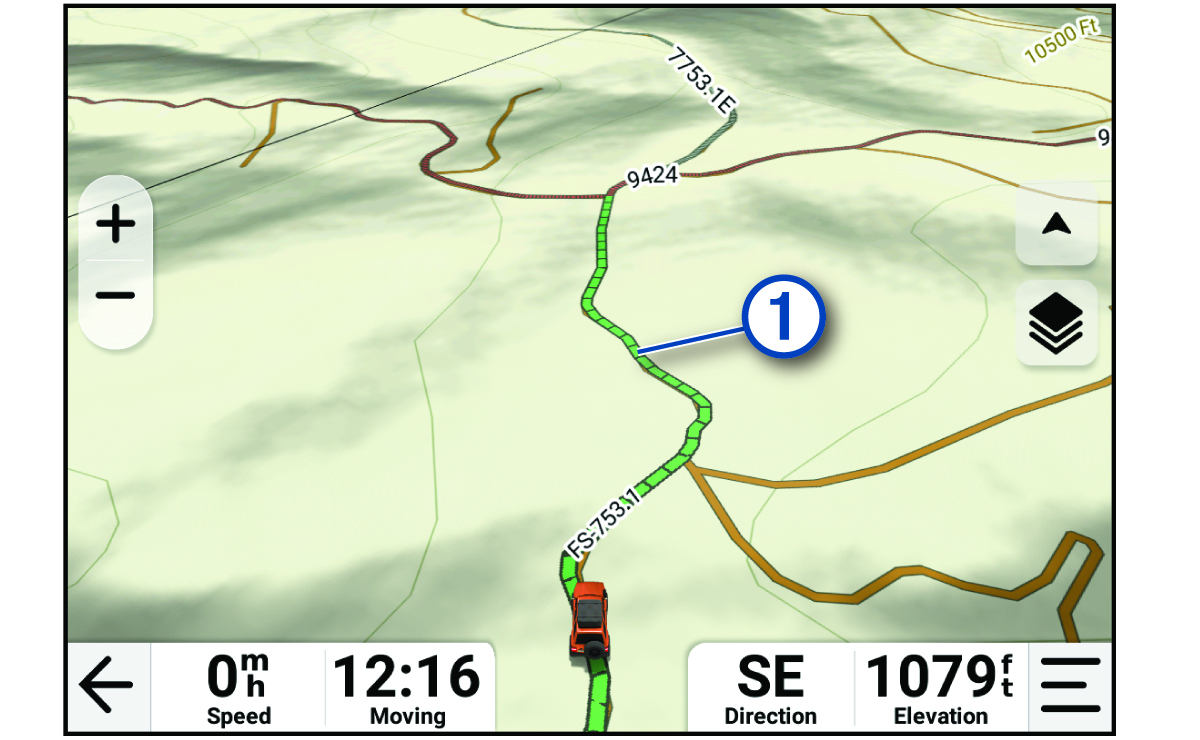 Adventure trails on map with a callout