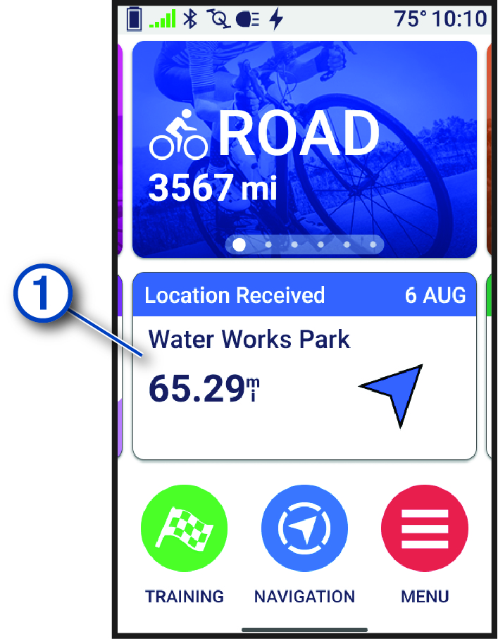 Kezdőképernyő helyadatokkal és jelölésekkel