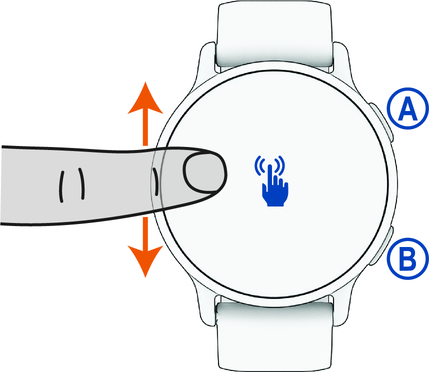 Front view of the watch with callouts