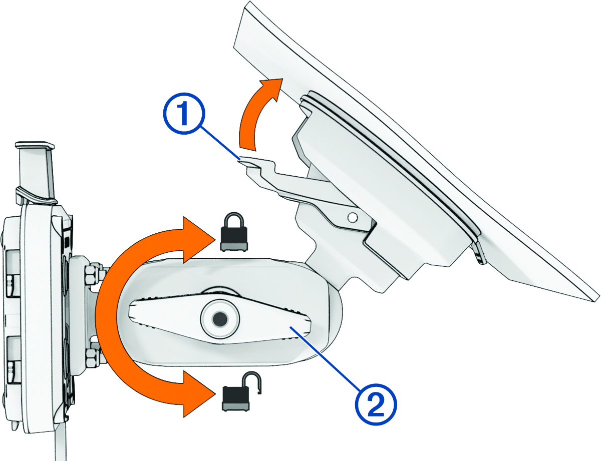 Mount attaching to the windshield with callouts