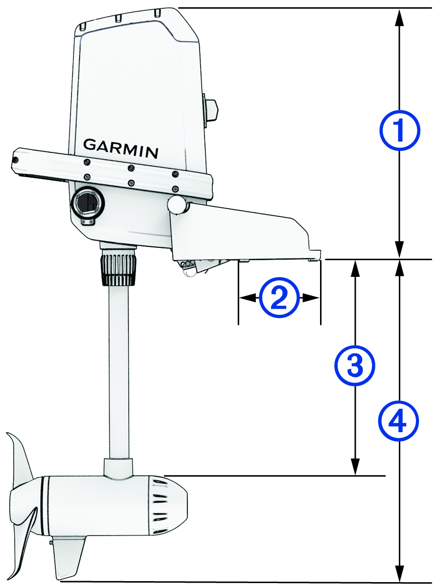 Dimensions view of deployed motor with callouts