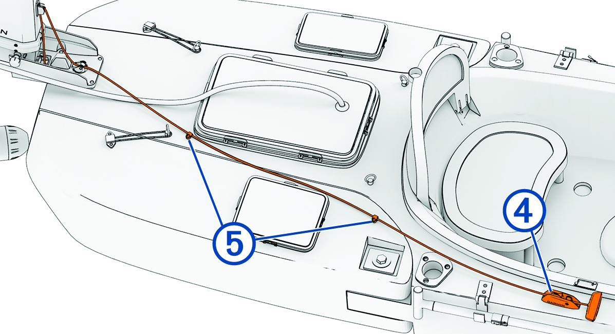 Overhead view of rope routing with callouts