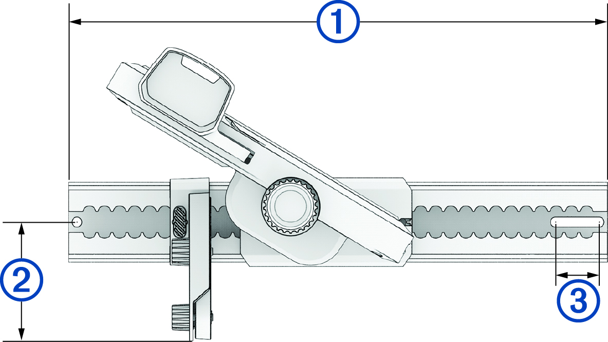 Dimensions view of pedal system with callouts