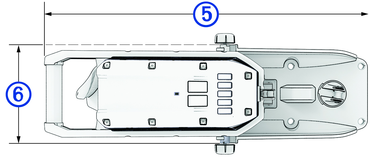 Overhead dimensions view of motor with callouts