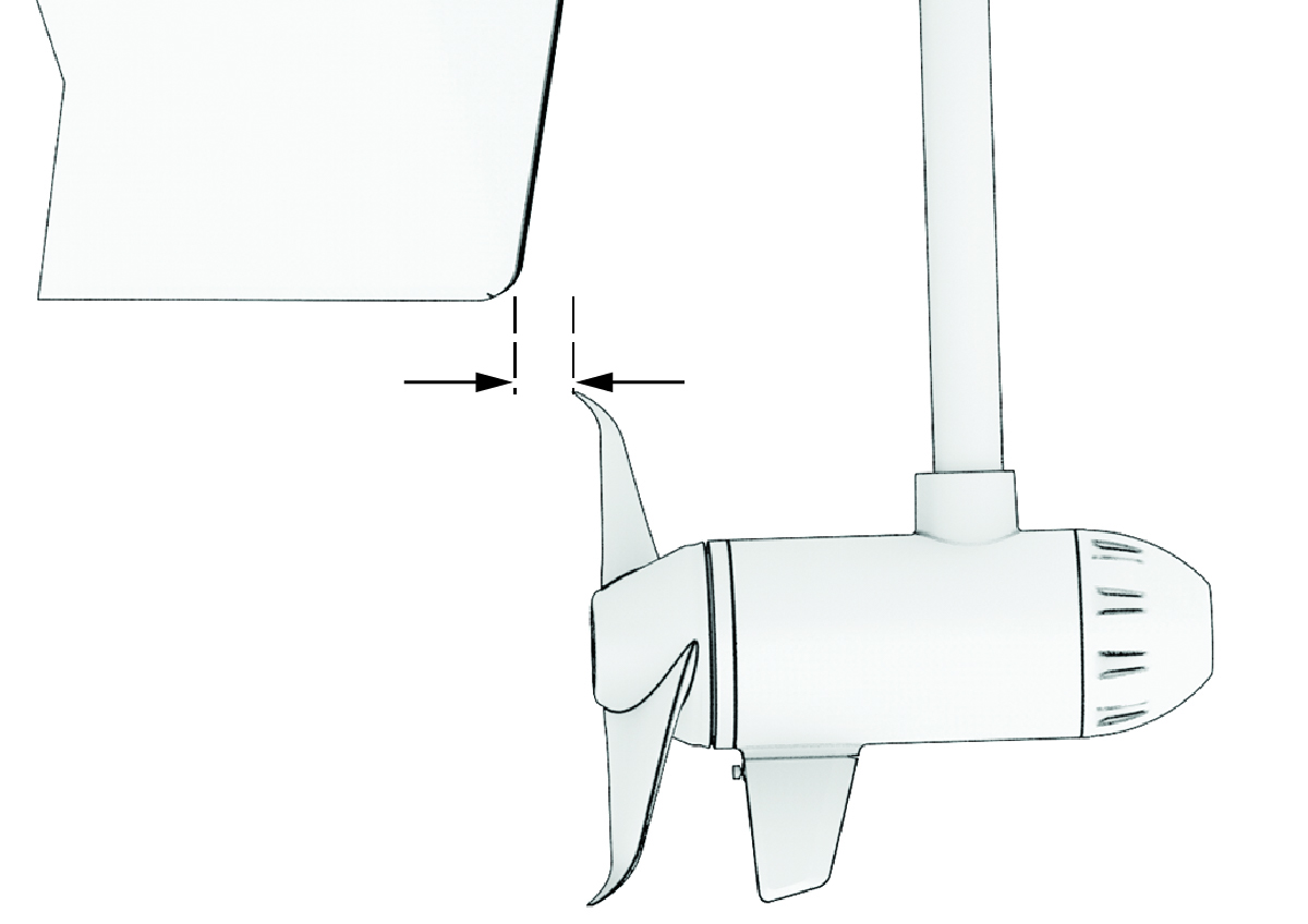 Gap between the propeller and the hull