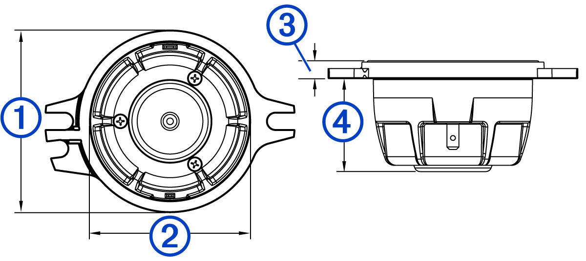 Top and side views of the CF-275smt device dimensions with callouts