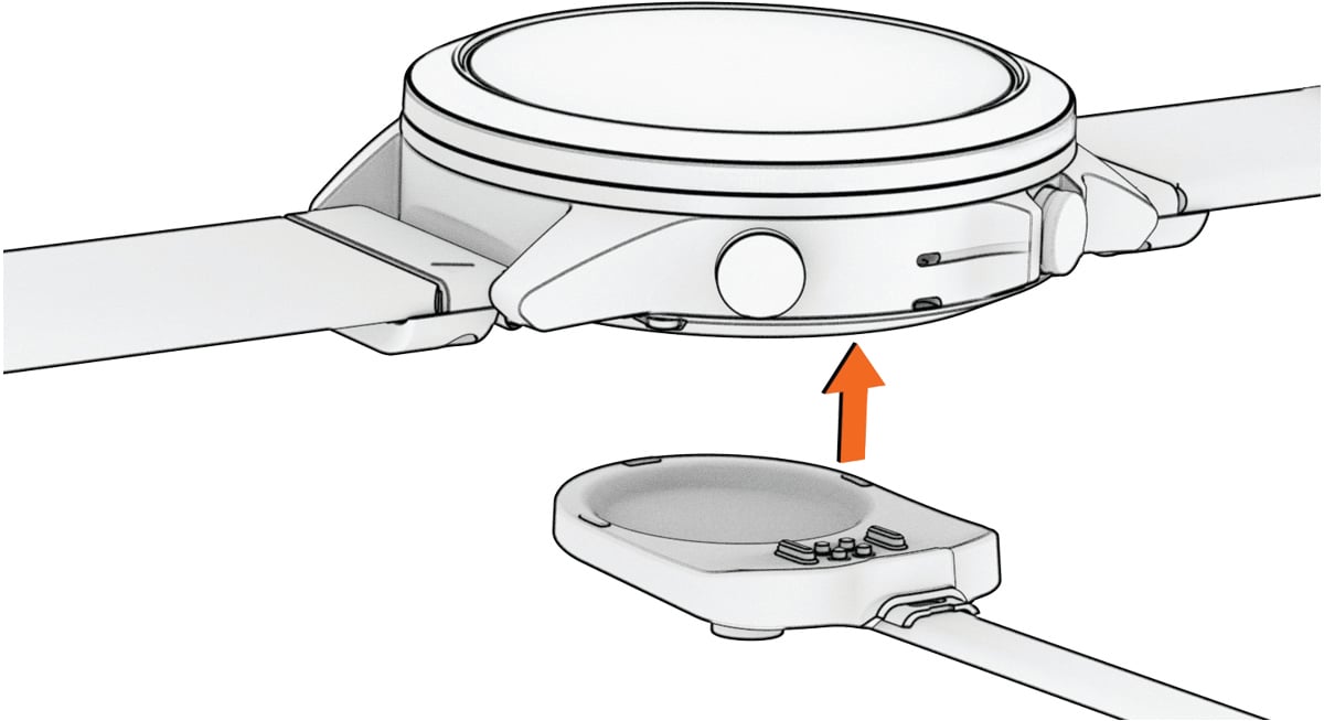 Close-up view of the charger being connected to the watch