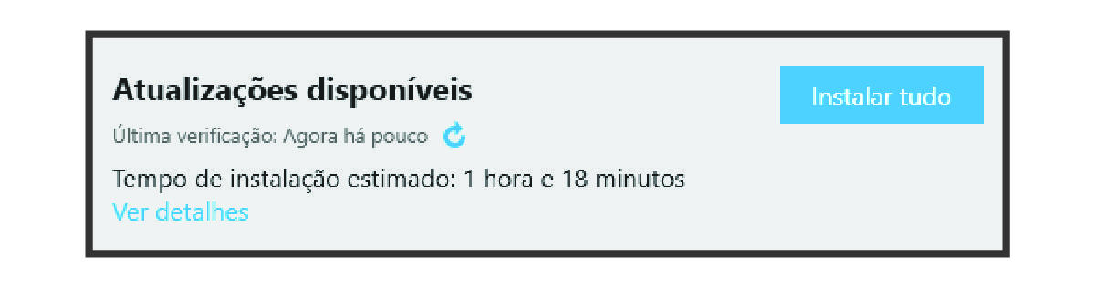 Captura de tela de um prompt de atualização