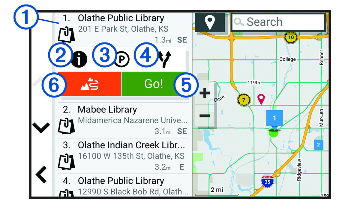 Location search results with callouts