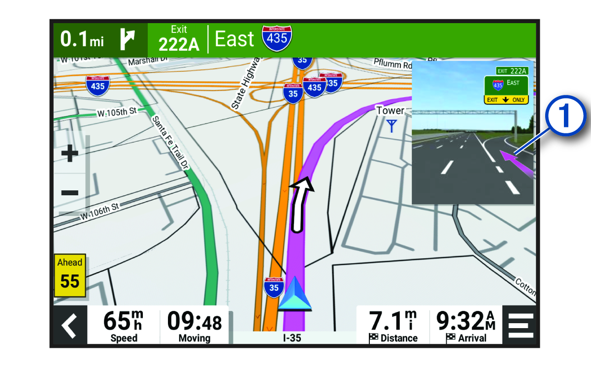 Active lane guidance feature with a callout