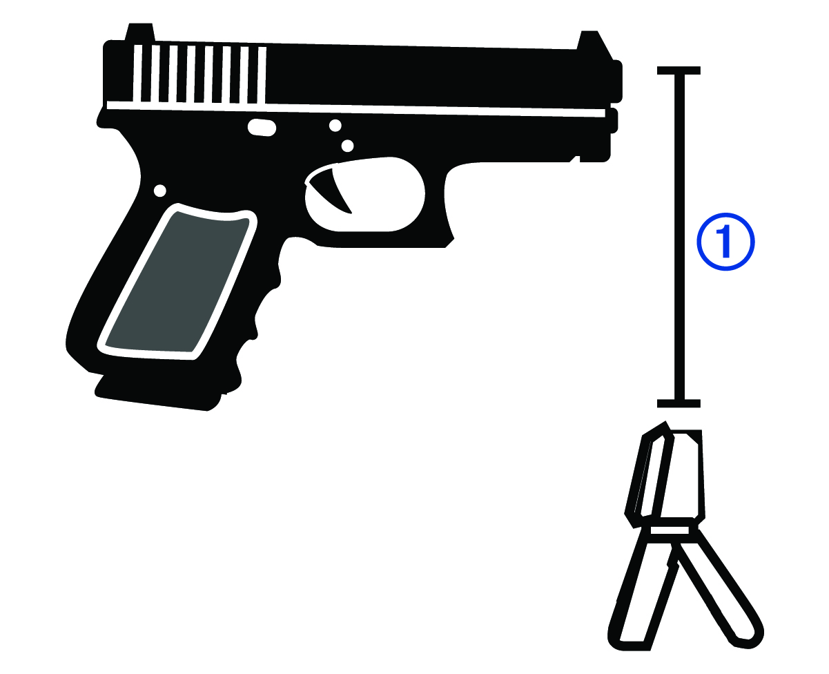 Diagramme d'alignement du pistolet avec légende