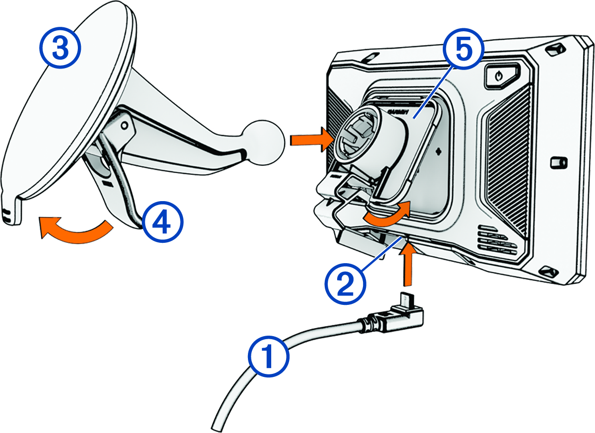 Exploded view of the automobile mount installation with a callout