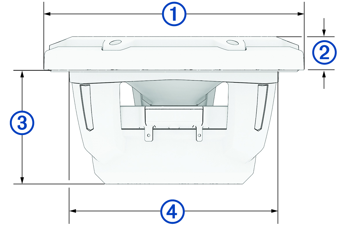 Side view of M6 speaker dimensions with callouts