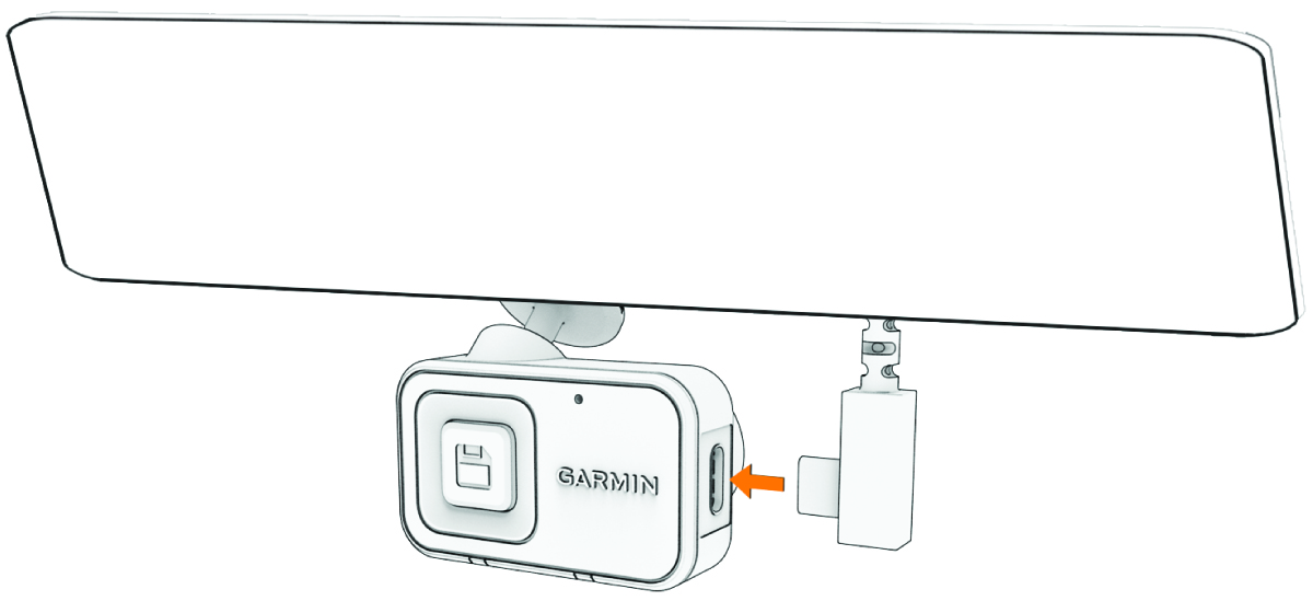 Power cable connecting to the USB-C port on the side of the camera