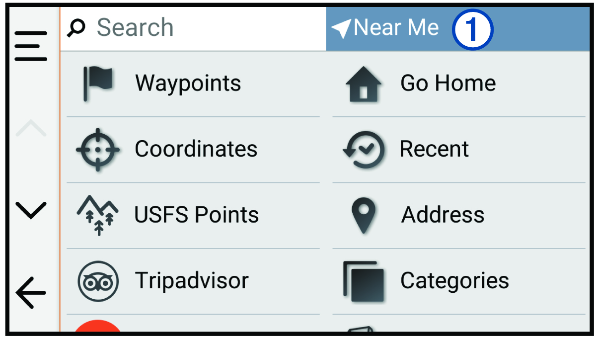 Screenshot of search page with a callout