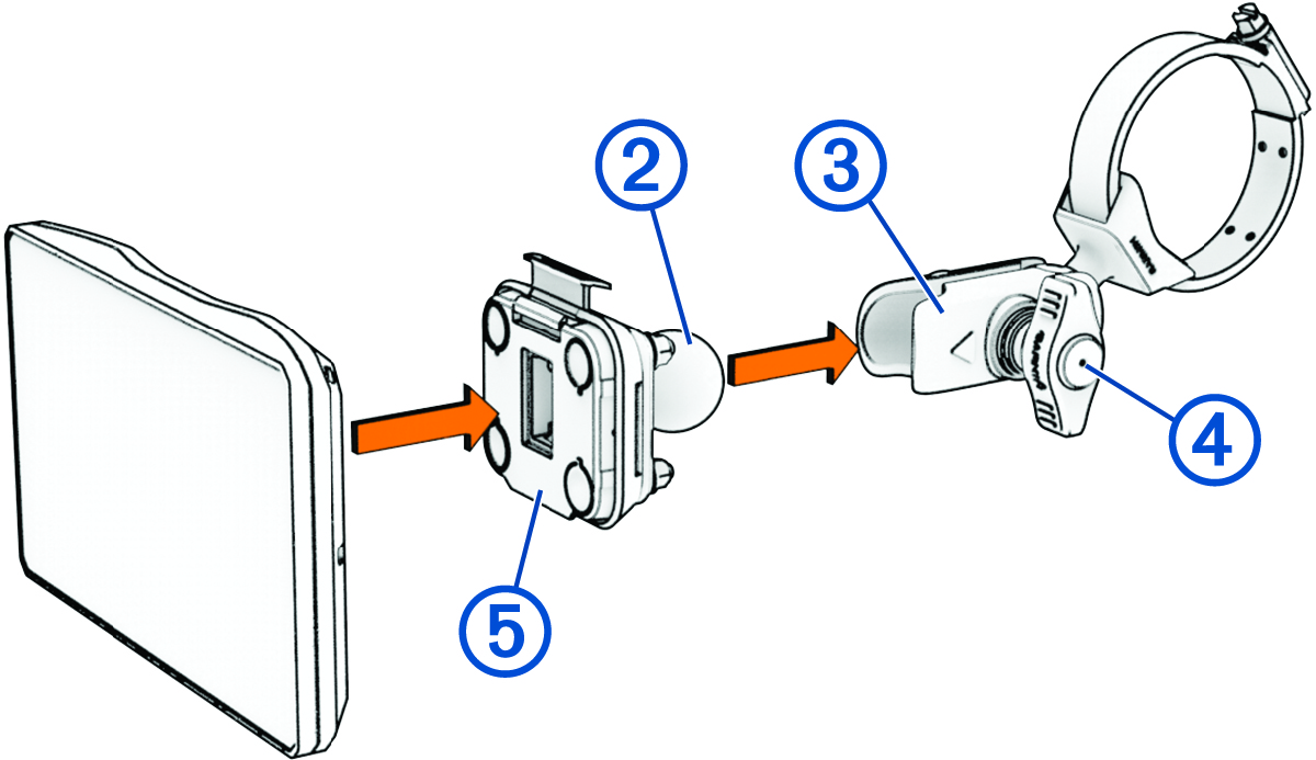 Device connecting to the roll bar mount with callouts