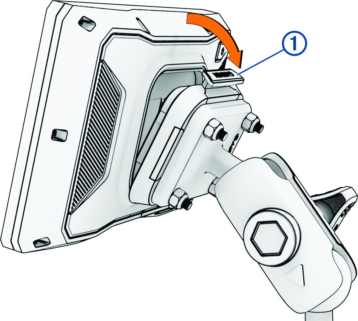 GPS device being attached to a mount with a callout