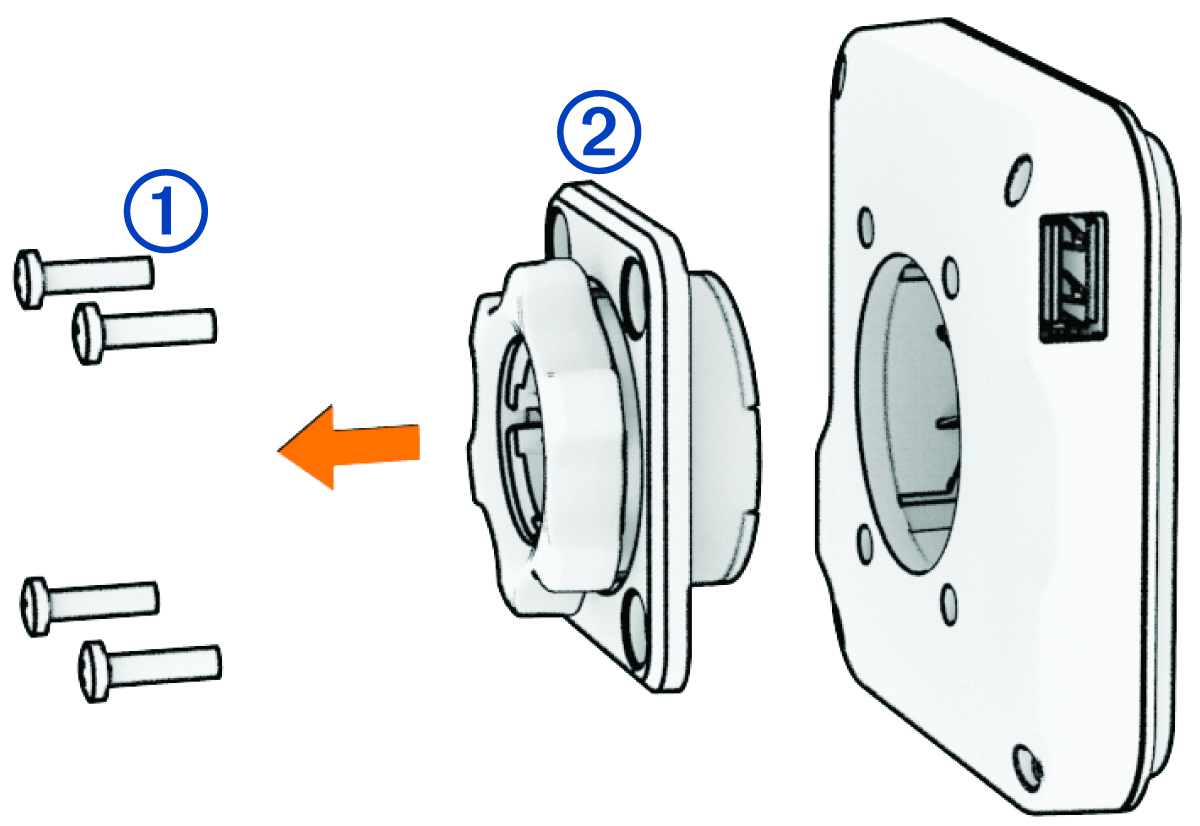 Diagram of the socket being removed from the mount with callouts