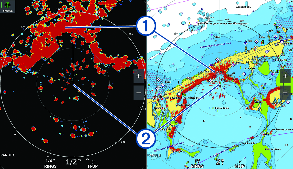 Radar screen with callouts