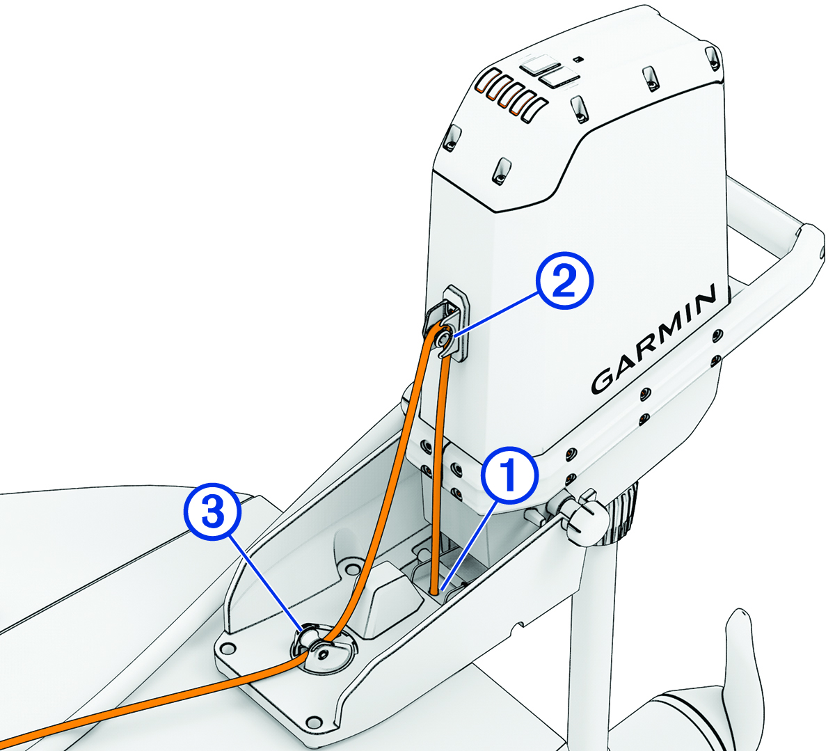 Rope routing on the motor with callouts