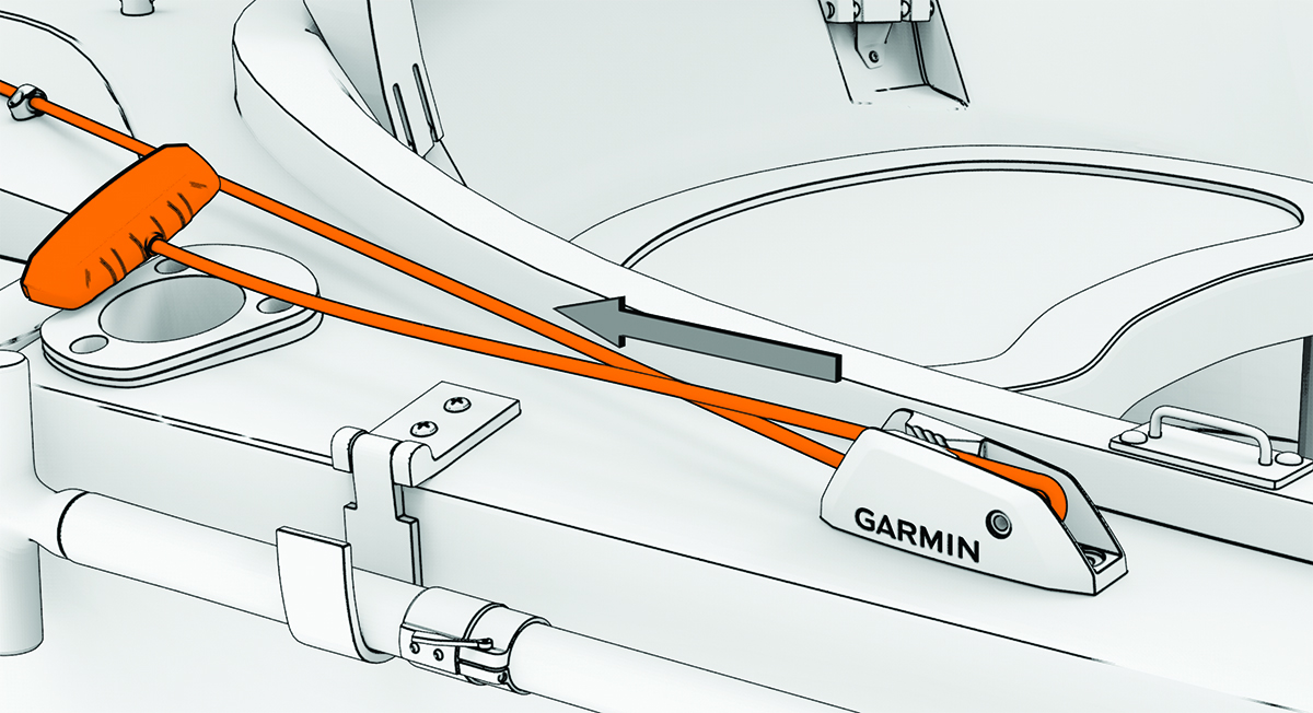 Pulling the rope to stow the motor