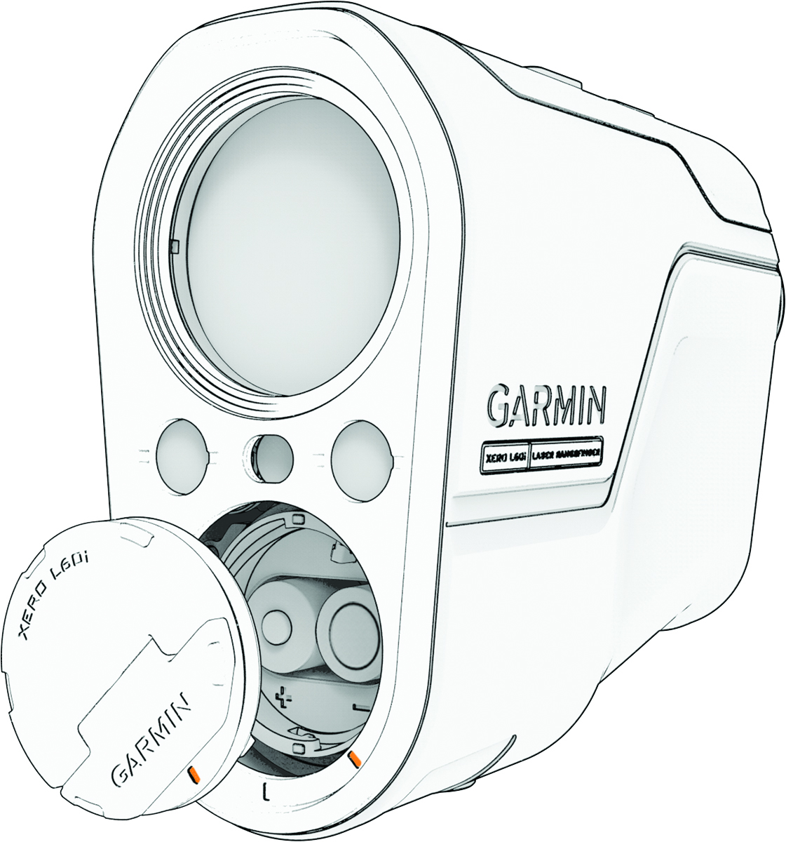 Front view of the device with the battery cover removed