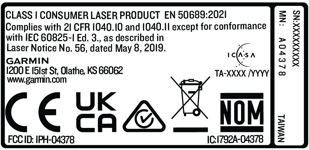 Class 1 laser product label