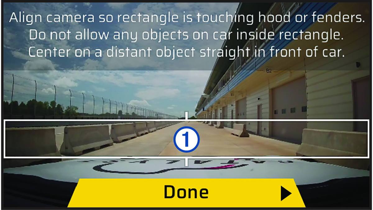Screenshot of the camera alignment screen with a callout
