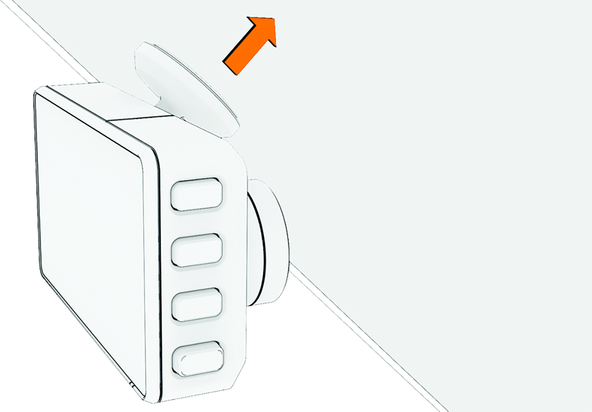 Camera and mount pressed onto a windshield