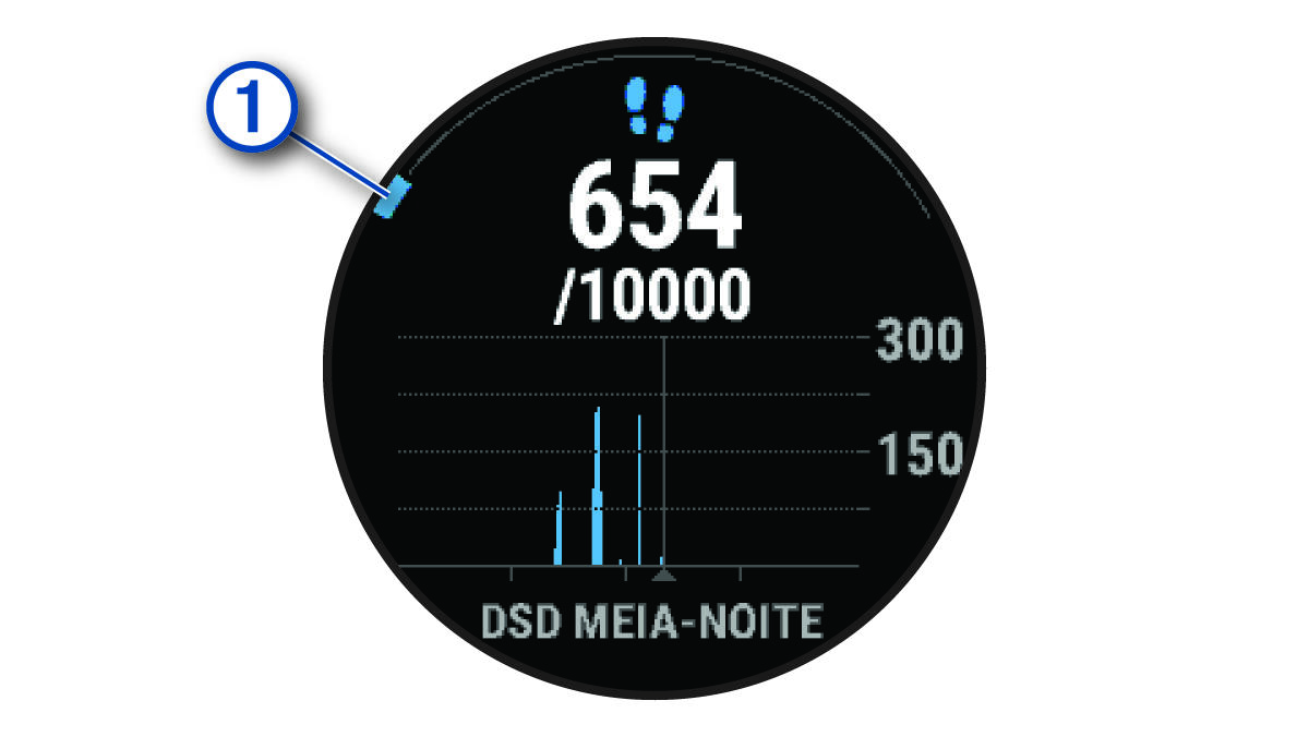 Dados de objetivo de passos com uma legenda