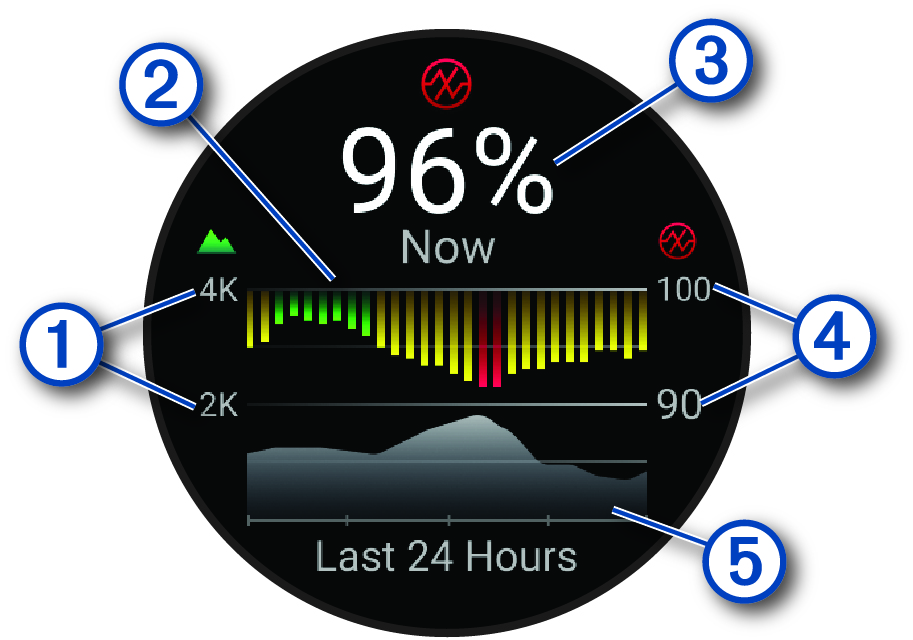 Screenshot of the pulse oximeter reading and graphs with callouts